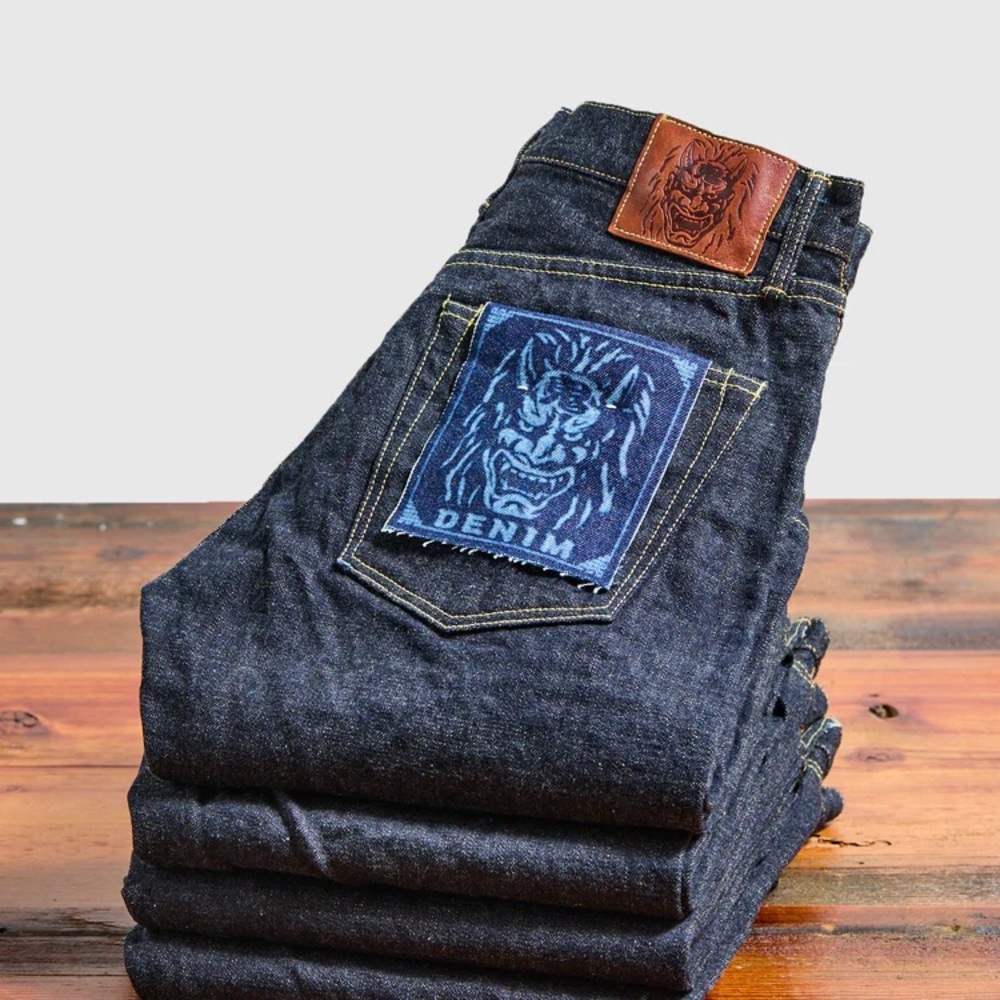 246-14KBE "Blue Oni" Indigo Beige 14oz Selvedge Denim - Clean Straight Fit